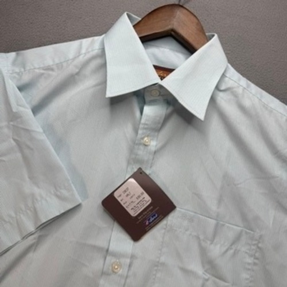 Sero Crest Half Sleeve Button Down Shirt Regular Fit 42cm Blue Micro Stripe NWT